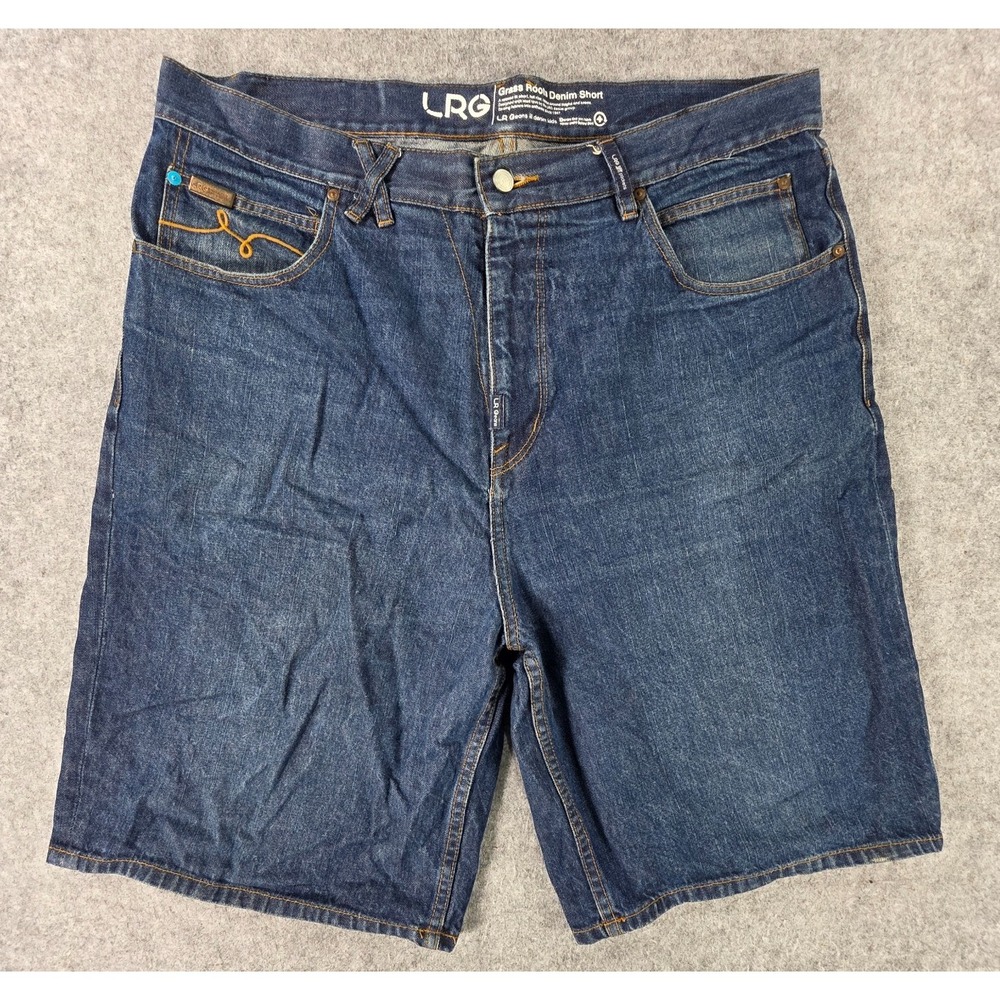 Vintage LRG Lifted Research Group Grass Roots Denim Shorts Mens Size 40 Y2K